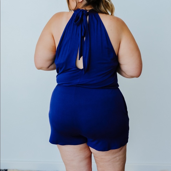 Hayley Halter Romper in Navy - Picture 3 of 8